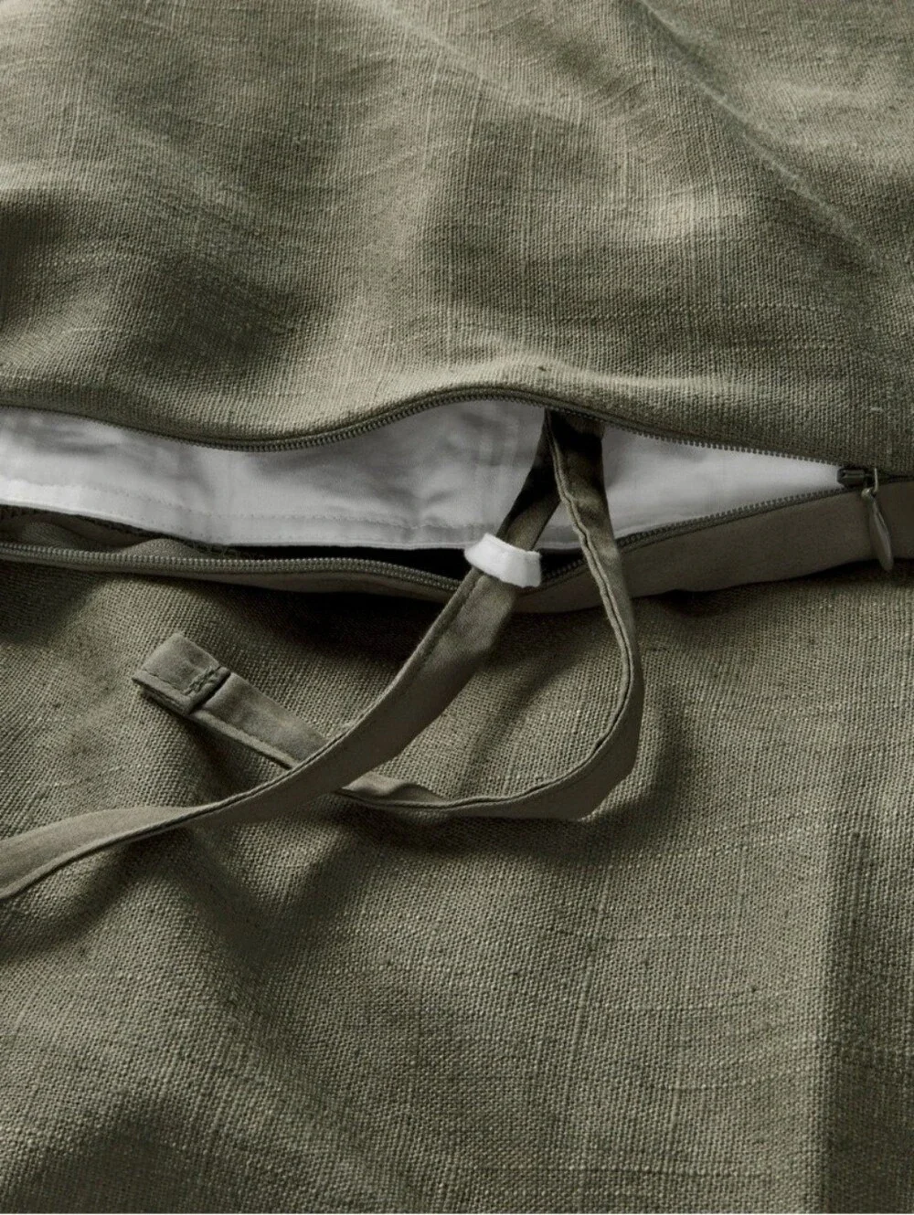 Casaluna King Heavyweight Linen Blend Duvet Cover and Sham Set Olive Green